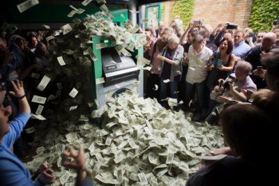 This cash machine in East London has been giving people double their money